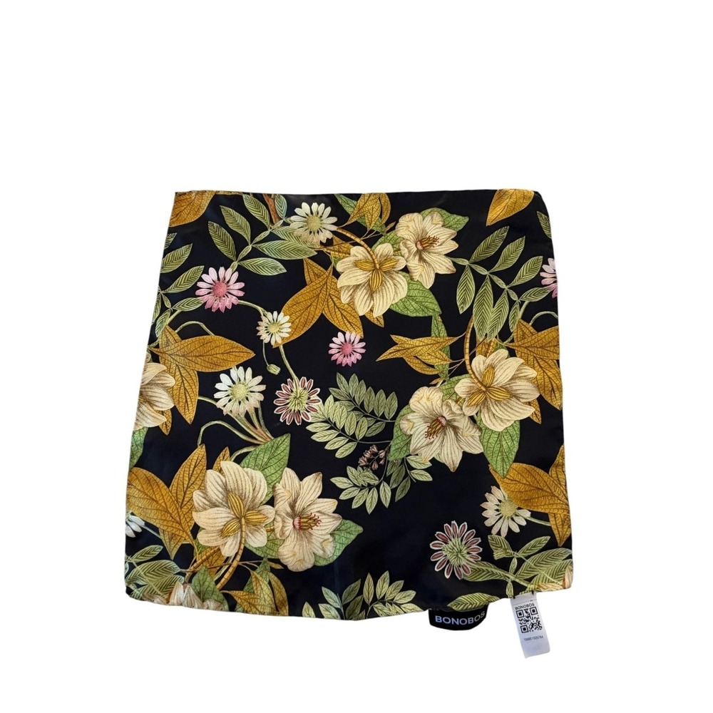 Bonobos Mens Black Floral Pocket Square OS Italian Silk Botanical
